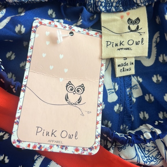 NWT royal blue, white silky shorts with orange belt. Size Small. - Picture 3 of 5